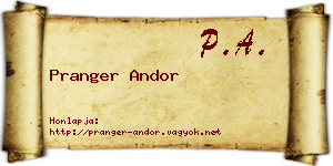 Pranger Andor névjegykártya