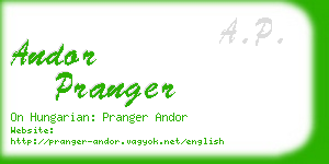 andor pranger business card